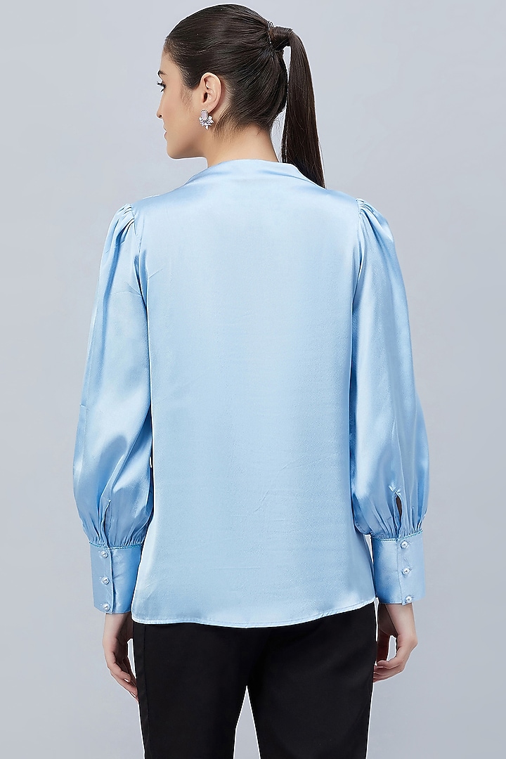 Blue Polyester Satin Embellished Top by First Resort by Ramola Bachchan at Pernia's Pop Up Shop