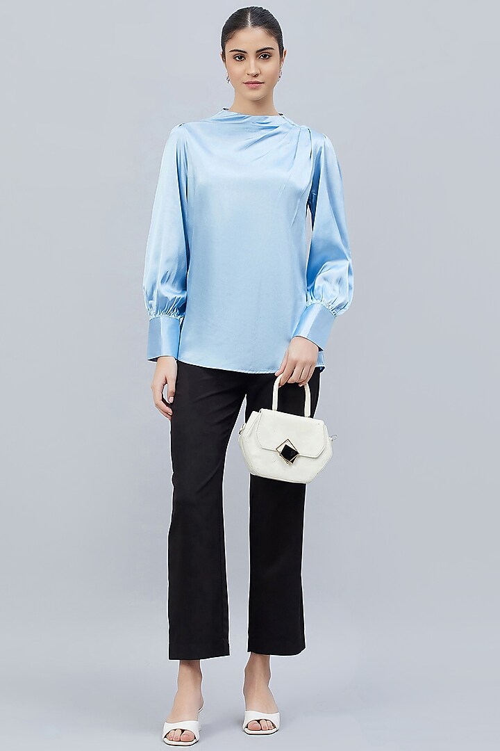 Blue Polyester Satin Embellished Top by First Resort by Ramola Bachchan at Pernia's Pop Up Shop