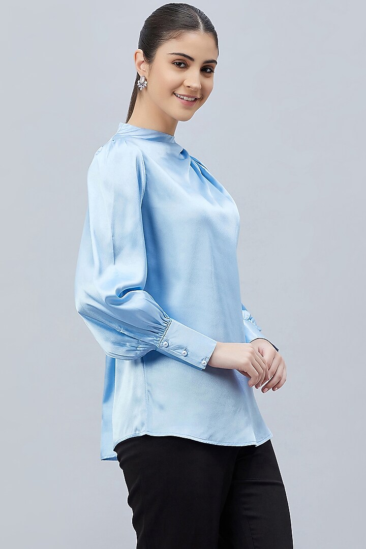 Blue Polyester Satin Embellished Top by First Resort by Ramola Bachchan at Pernia's Pop Up Shop