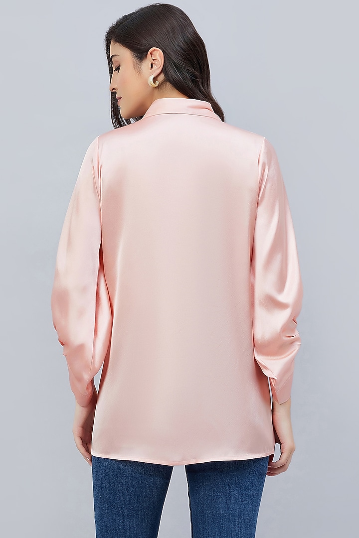 Pink Polyester Satin Embellished Shirt by First Resort by Ramola Bachchan at Pernia's Pop Up Shop