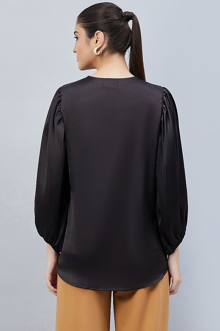 Black Polyester Satin Embellished Top by First Resort by Ramola Bachchan at Pernia's Pop Up Shop