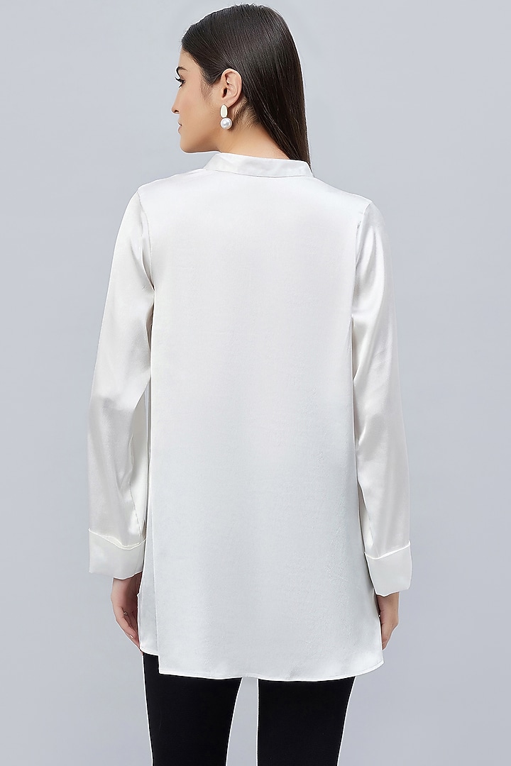 White Polyester Satin Embellished Top by First Resort by Ramola Bachchan at Pernia's Pop Up Shop