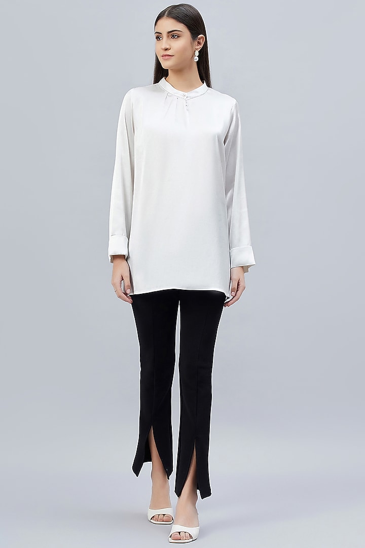 White Polyester Satin Embellished Top by First Resort by Ramola Bachchan at Pernia's Pop Up Shop