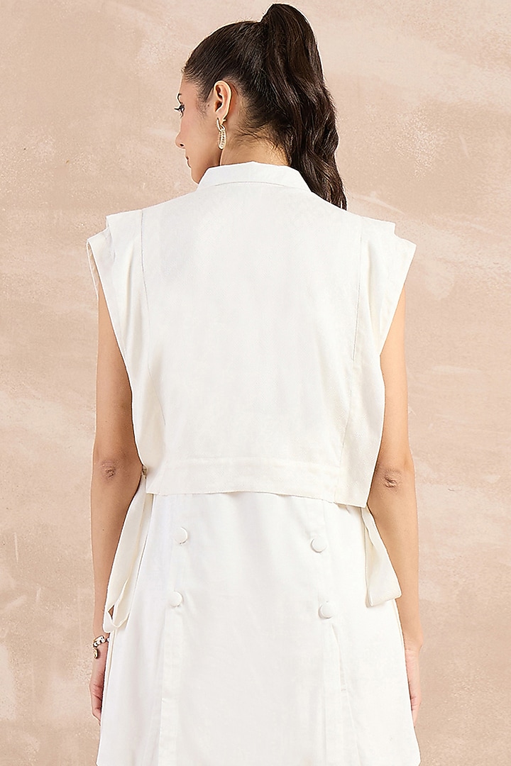 White Herringbone Texture Cover-Up by First Resort by Ramola Bachchan at Pernia's Pop Up Shop
