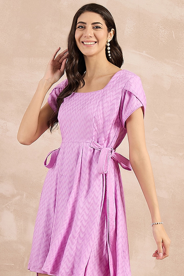 Purple Herringbone Flared Mini Summer Dress by First Resort by Ramola Bachchan at Pernia's Pop Up Shop