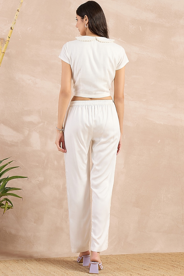 White Aloe Vera Straight Pants by First Resort by Ramola Bachchan at Pernia's Pop Up Shop