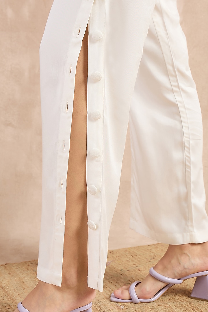 White Aloe Vera Straight Pants by First Resort by Ramola Bachchan at Pernia's Pop Up Shop