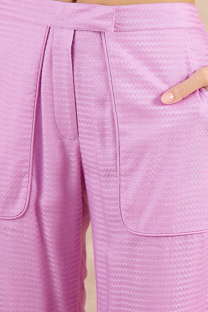 Purple Herringbone Straight Trousers by First Resort by Ramola Bachchan at Pernia's Pop Up Shop