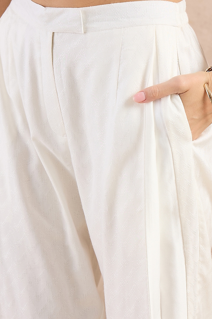 White Herringbone Trousers by First Resort by Ramola Bachchan at Pernia's Pop Up Shop