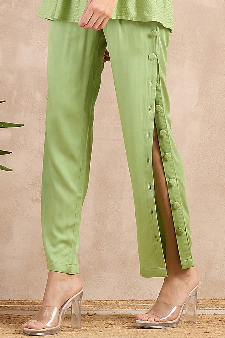 Mint Green Herringbone Co-Ord Set by First Resort by Ramola Bachchan at Pernia's Pop Up Shop