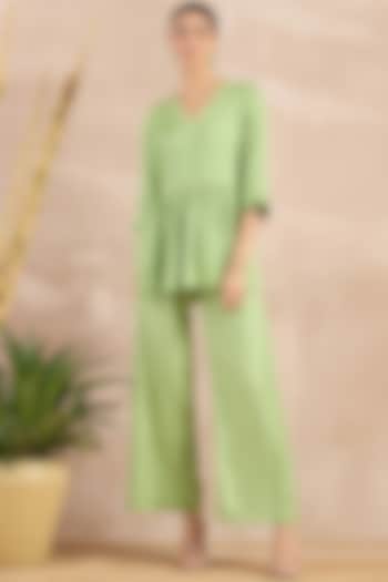 Mint Green Herringbone Co-Ord Set by First Resort by Ramola Bachchan at Pernia's Pop Up Shop