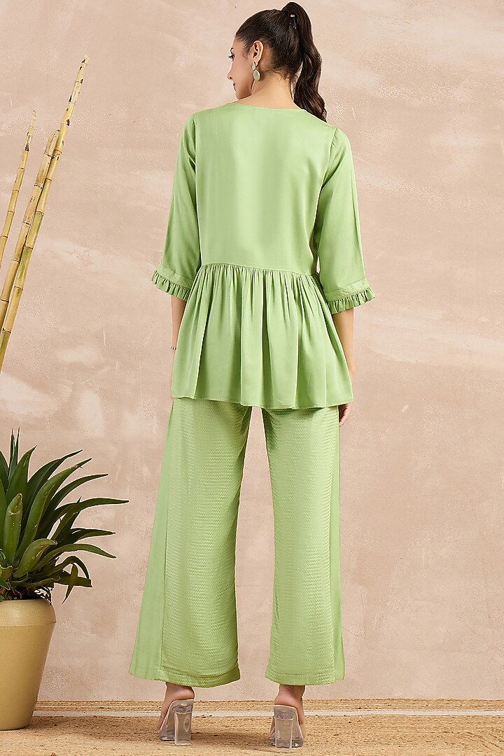Mint Green Herringbone Co-Ord Set by First Resort by Ramola Bachchan at Pernia's Pop Up Shop