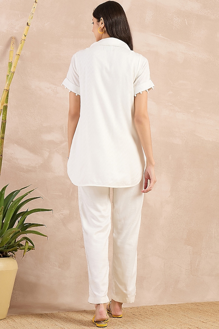 White Herringbone Co-Ord Set by First Resort by Ramola Bachchan at Pernia's Pop Up Shop