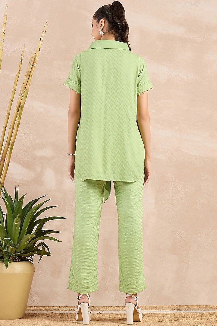 Mint Green Herringbone Co-Ord Set by First Resort by Ramola Bachchan at Pernia's Pop Up Shop