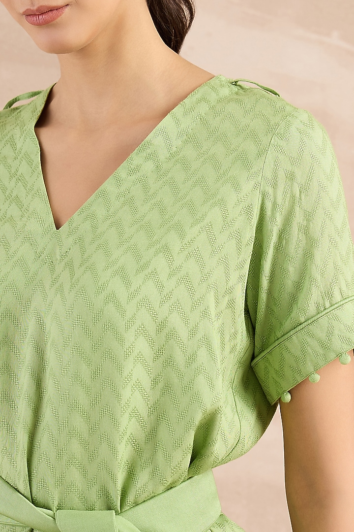 Mint Green Herringbone Co-Ord Set by First Resort by Ramola Bachchan at Pernia's Pop Up Shop