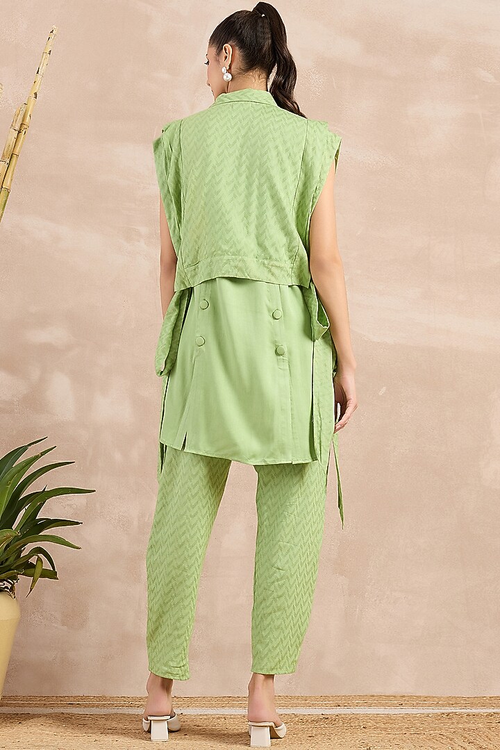 Mint Green Herringbone Co-Ord Set by First Resort by Ramola Bachchan at Pernia's Pop Up Shop