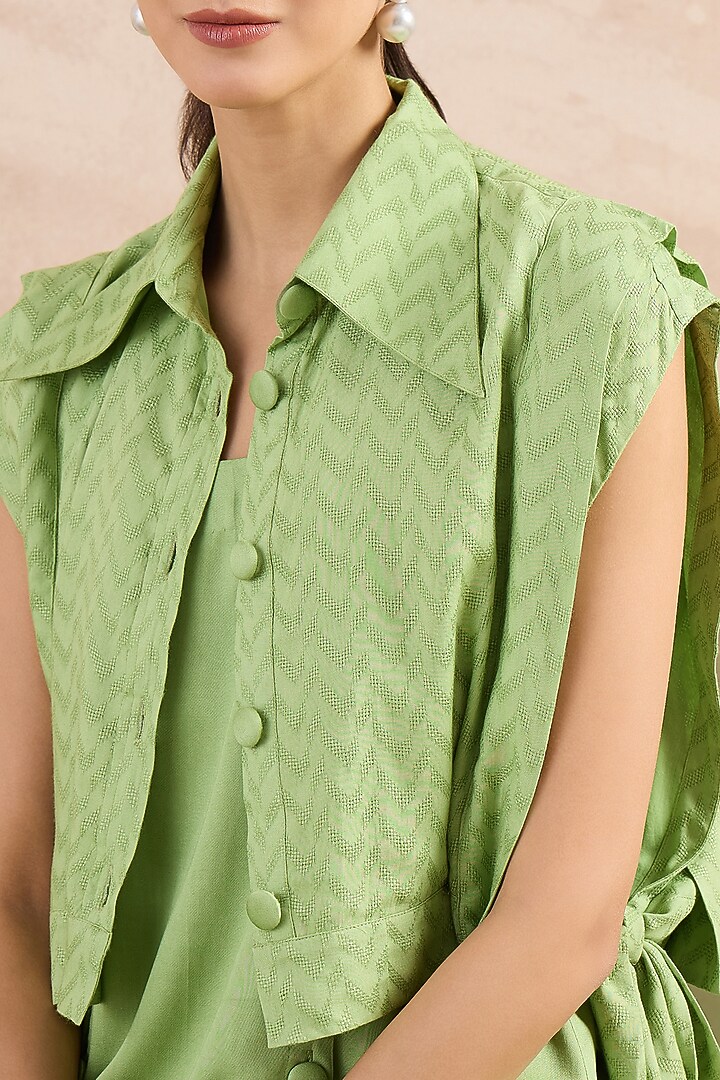 Mint Green Herringbone Co-Ord Set by First Resort by Ramola Bachchan at Pernia's Pop Up Shop