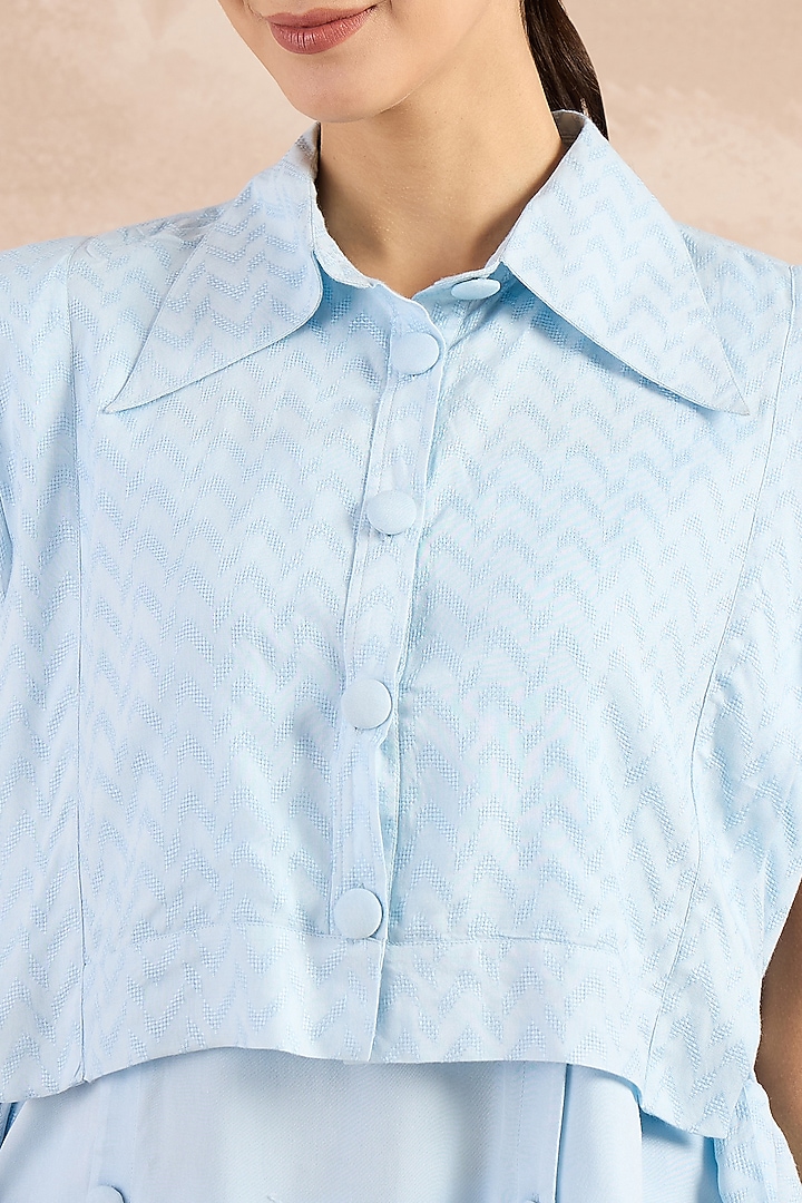 Sky Blue Herringbone Co-Ord Set by First Resort by Ramola Bachchan at Pernia's Pop Up Shop
