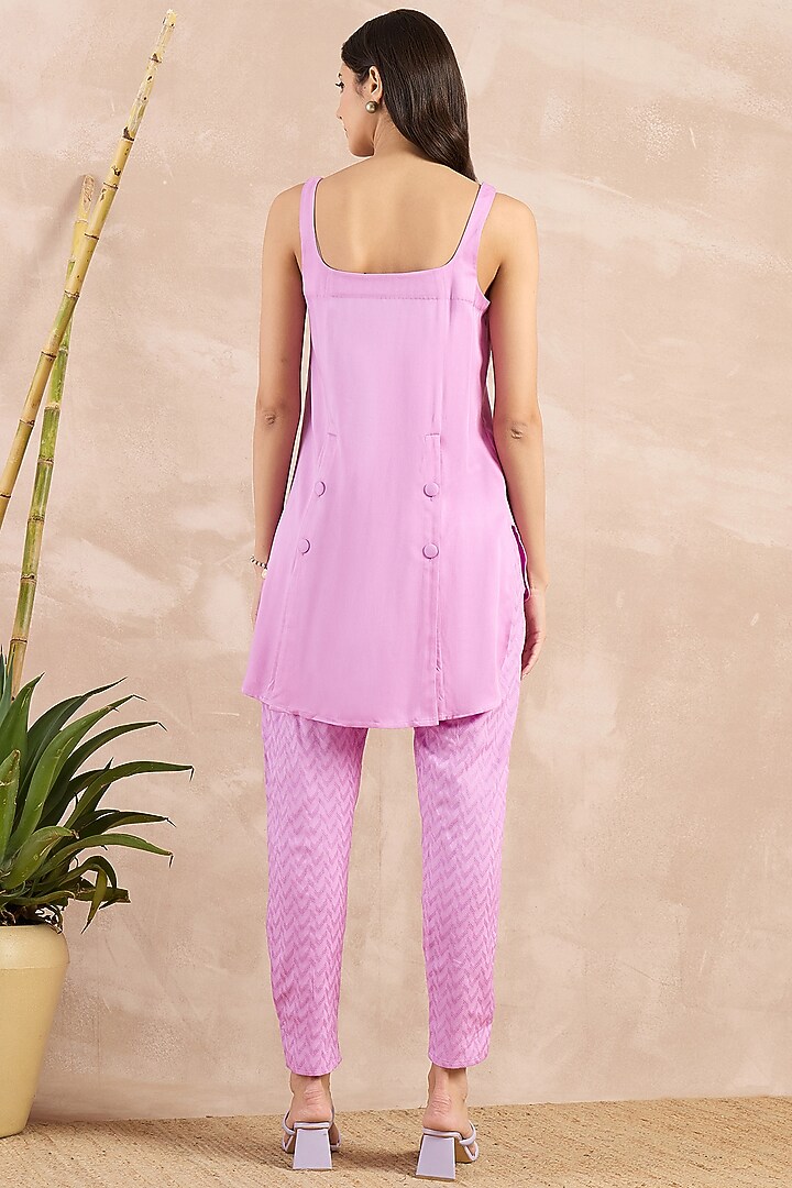 Purple Aloe Vera & Cotton Voile Co-Ord Set by First Resort by Ramola Bachchan at Pernia's Pop Up Shop