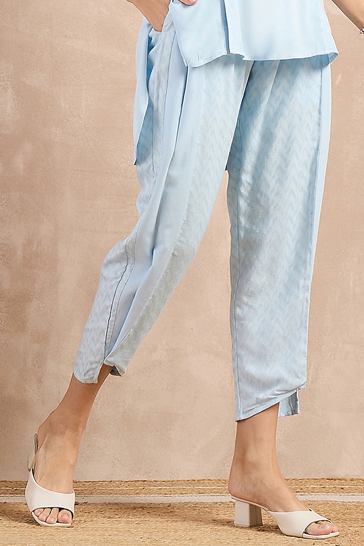 Sky Blue Aloe Vera & Cotton Voile Co-Ord Set by First Resort by Ramola Bachchan at Pernia's Pop Up Shop