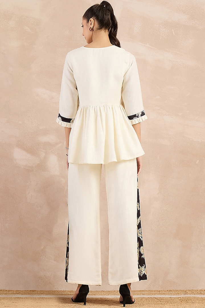 White Satin Printed Co-Ord Set by First Resort by Ramola Bachchan at Pernia's Pop Up Shop