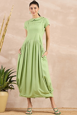 Mint Green Herringbone Midi Dress With Shirt by First Resort by Ramola Bachchan