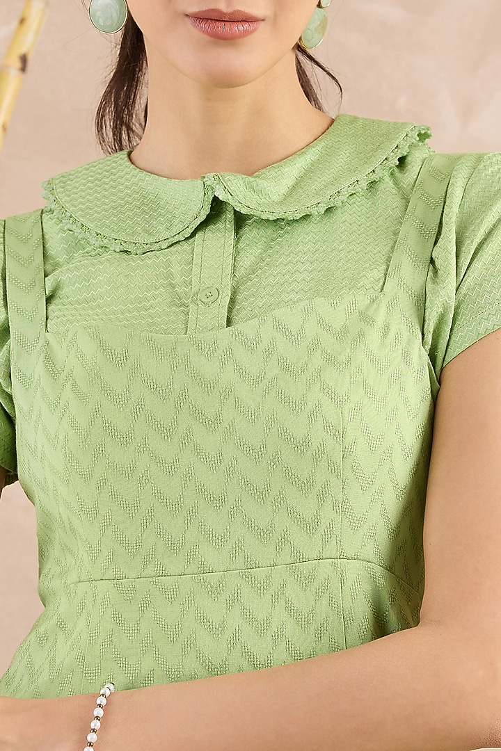 Mint Green Herringbone Midi Vacation Dress With Shirt by First Resort by Ramola Bachchan at Pernia's Pop Up Shop