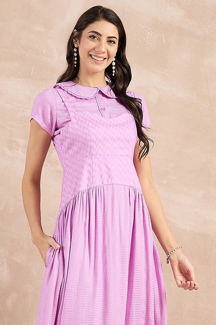 Purple Herringbone Midi Vacation Dress With Shirt by First Resort by Ramola Bachchan at Pernia's Pop Up Shop