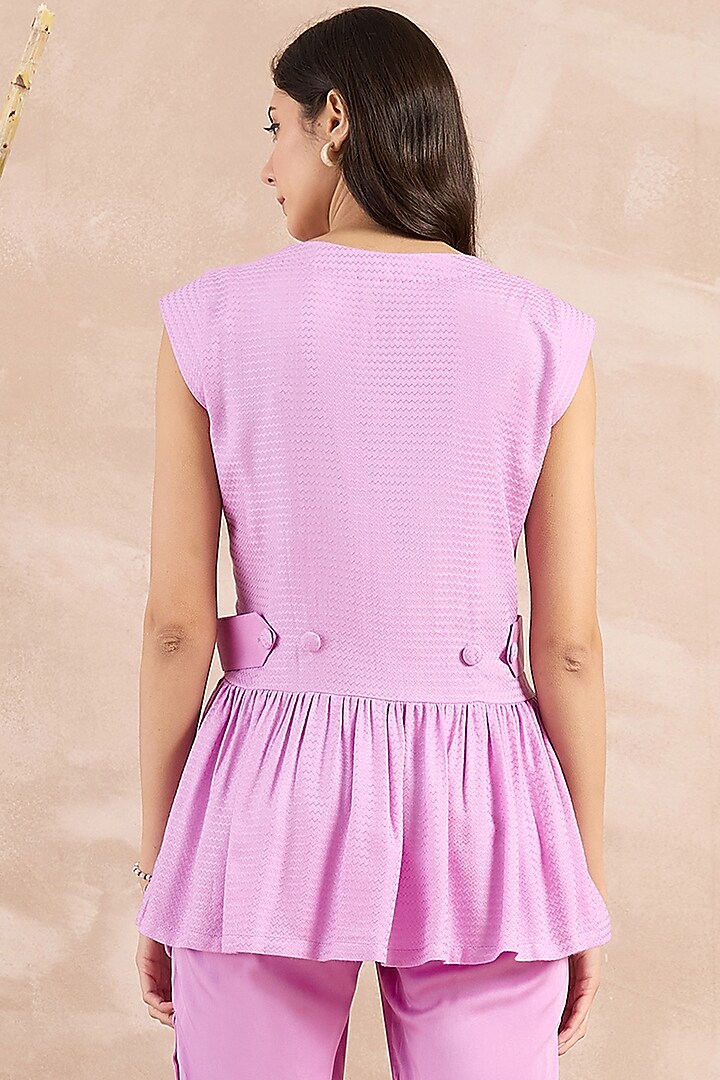 Purple Herringbone Peplum Silhouette Top by First Resort by Ramola Bachchan at Pernia's Pop Up Shop