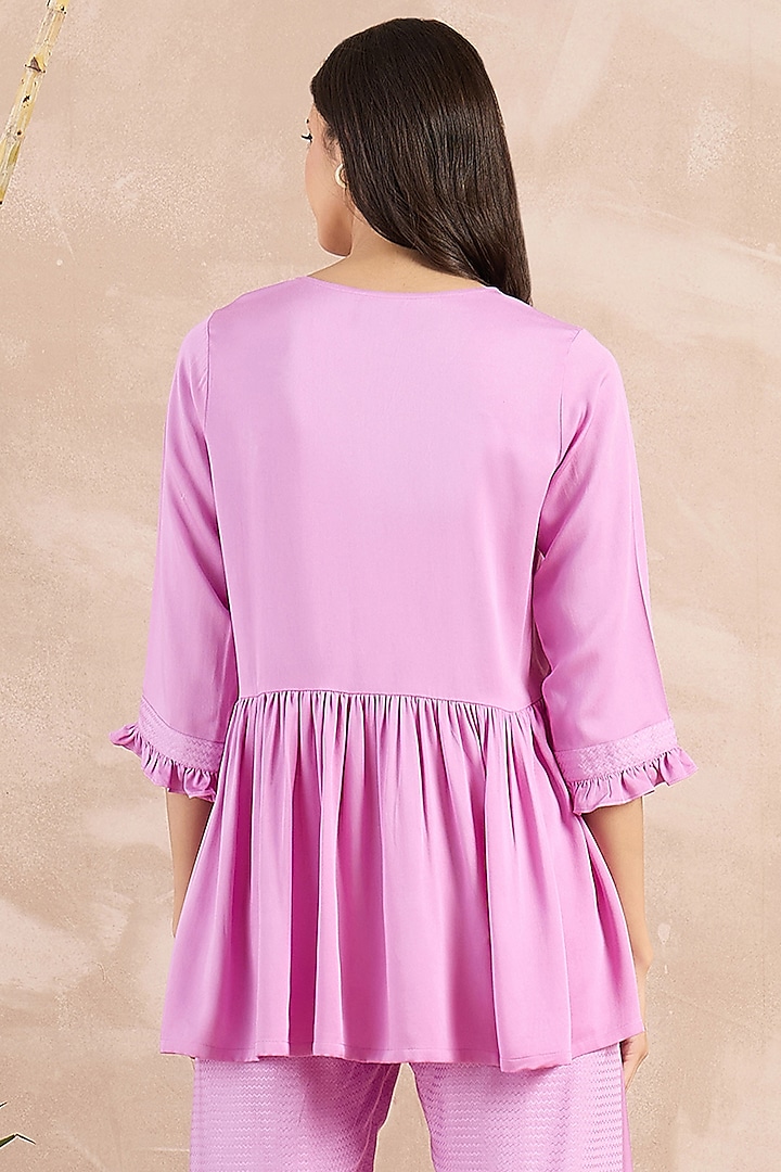 Purple Herringbone Frilled Peplum Top by First Resort by Ramola Bachchan at Pernia's Pop Up Shop