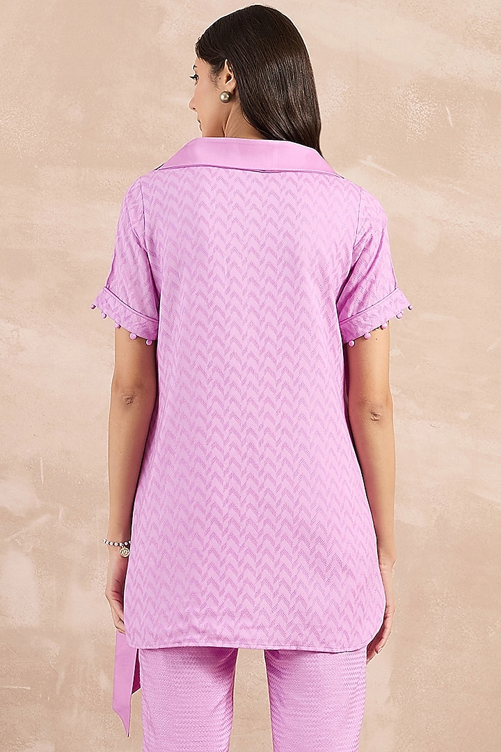 Purple Herringbone High-Low Top With Belt by First Resort by Ramola Bachchan at Pernia's Pop Up Shop