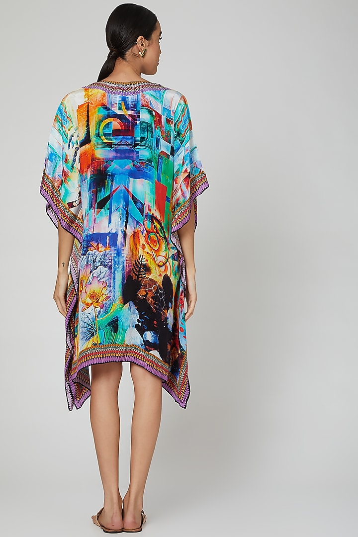 Sky Blue Abstract Printed Kaftan by First Resort by Ramola Bachchan at Pernia's Pop Up Shop