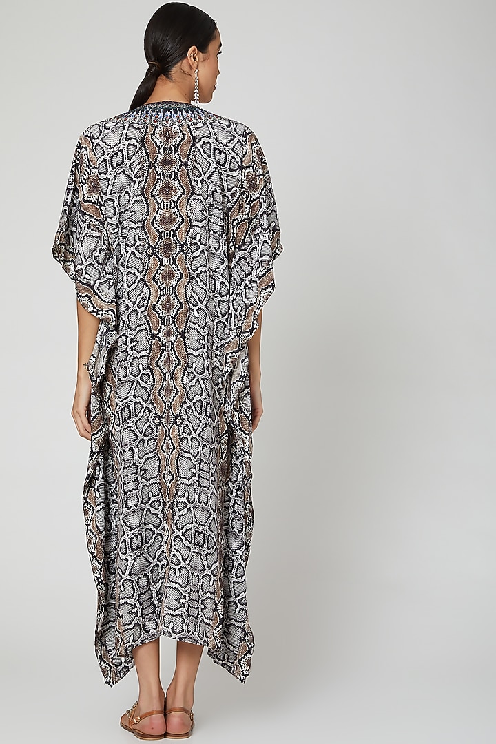 Brown Animal Printed Kaftan by First Resort by Ramola Bachchan at Pernia's Pop Up Shop