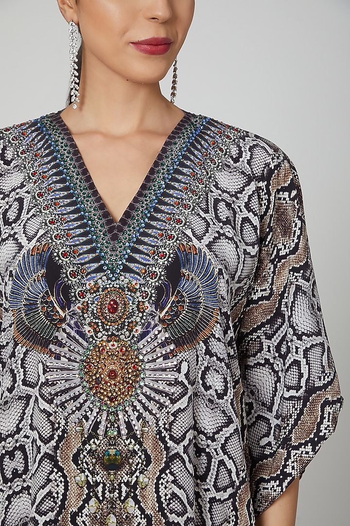 Brown Animal Printed Kaftan by First Resort by Ramola Bachchan at Pernia's Pop Up Shop