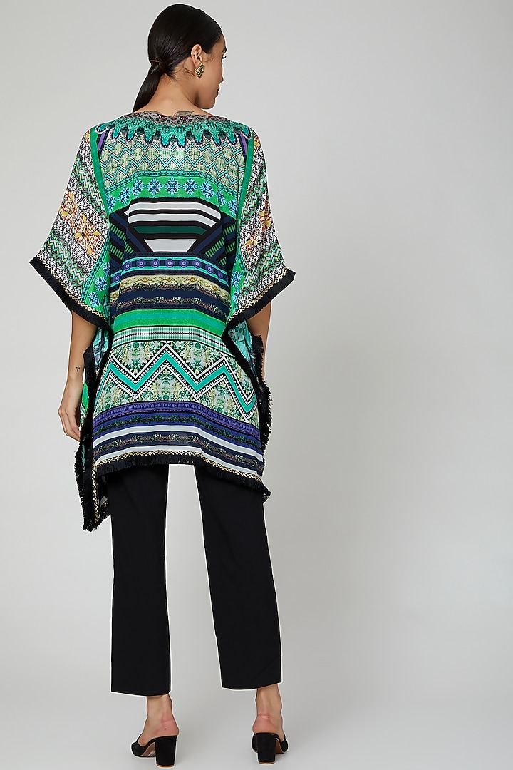 Emerald Green Printed Kaftan by First Resort by Ramola Bachchan at Pernia's Pop Up Shop