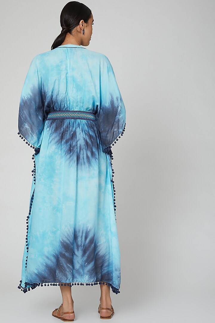 Sky Blue Tie & Dye Printed Kaftan by First Resort by Ramola Bachchan at Pernia's Pop Up Shop