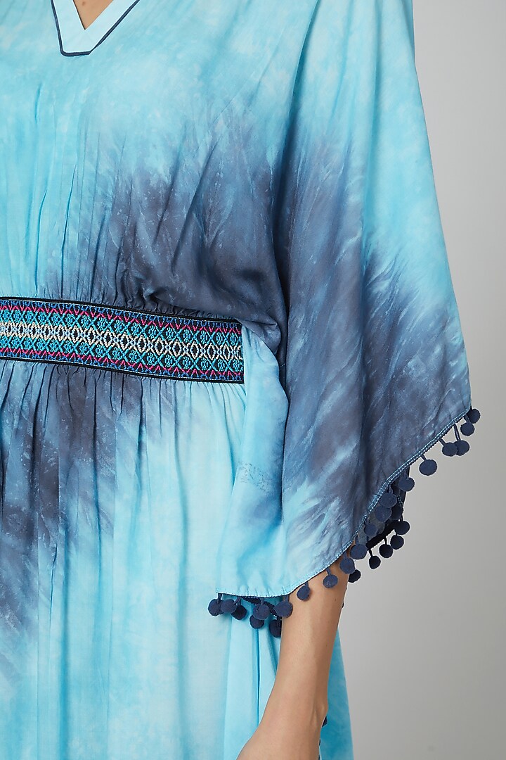 Sky Blue Tie & Dye Printed Kaftan by First Resort by Ramola Bachchan at Pernia's Pop Up Shop