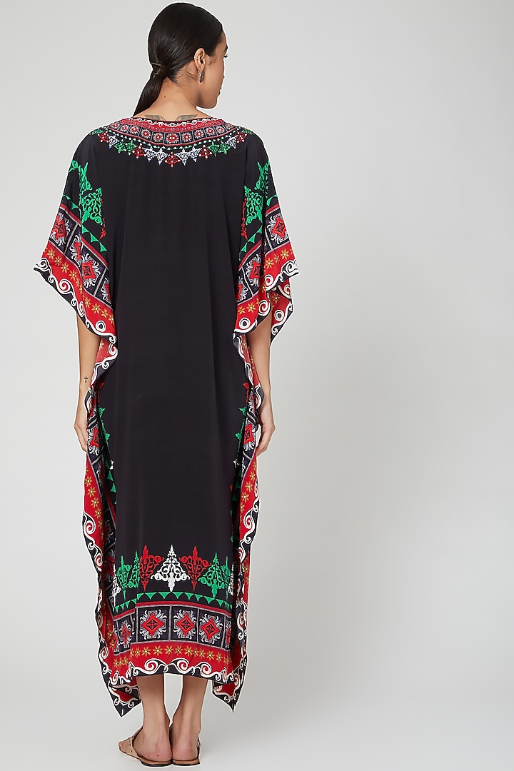 Black Digital Printed Kaftan by First Resort by Ramola Bachchan at Pernia's Pop Up Shop