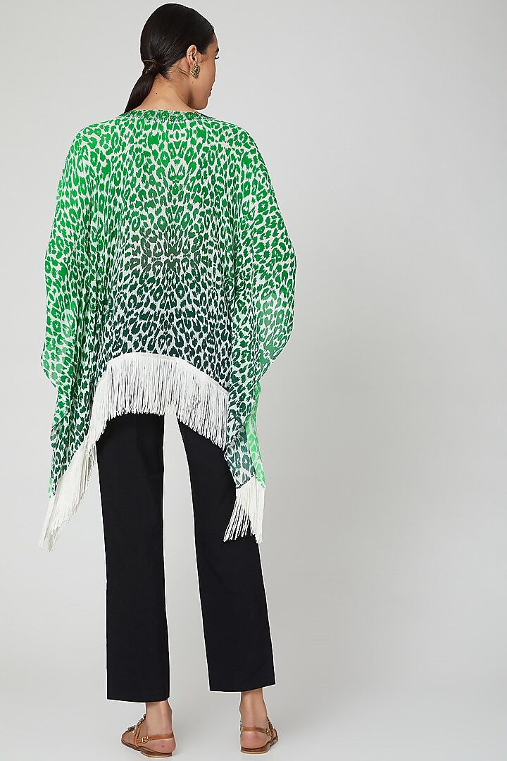 Emarald Green Animal Printed Kaftan by First Resort by Ramola Bachchan at Pernia's Pop Up Shop