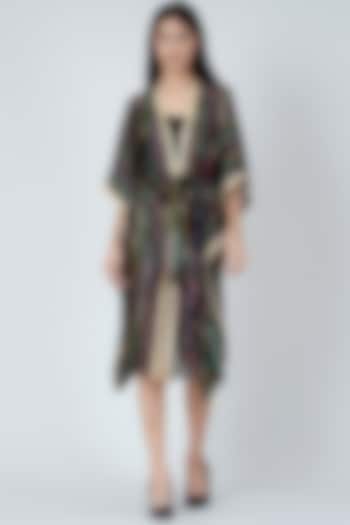 Gold & Black Cover-Up With Mirror Lace Work by First Resort by Ramola Bachchan at Pernia's Pop Up Shop