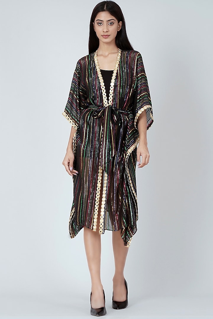 Gold & Black Cover-Up With Mirror Lace Work by First Resort by Ramola Bachchan at Pernia's Pop Up Shop