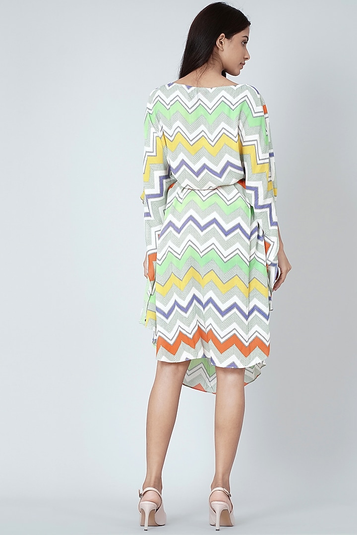 Multi-Colored Chevron Printed Midi Summer Dress by First Resort by Ramola Bachchan at Pernia's Pop Up Shop