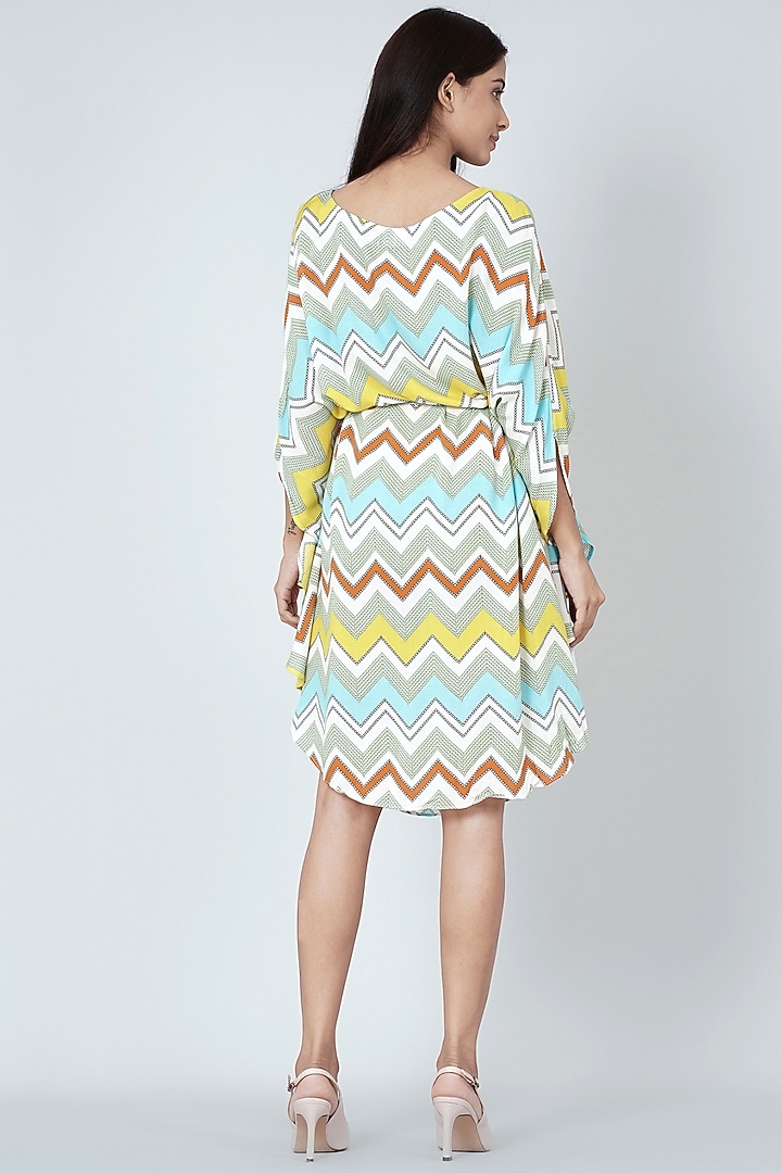 Multi-Colored Midi Summer Dress With Chevron Print by First Resort by Ramola Bachchan at Pernia's Pop Up Shop