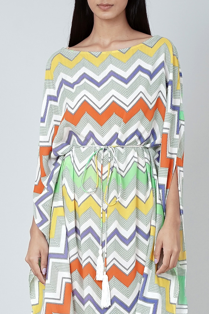 Multi-Colored Printed Midi Summer Dress by First Resort by Ramola Bachchan at Pernia's Pop Up Shop