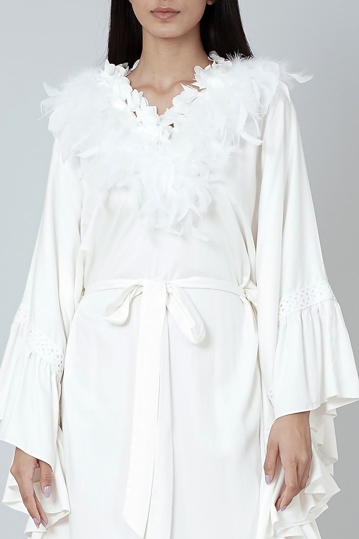 White Modal Satin Ruffled Maxi Summer Dress by First Resort by Ramola Bachchan at Pernia's Pop Up Shop
