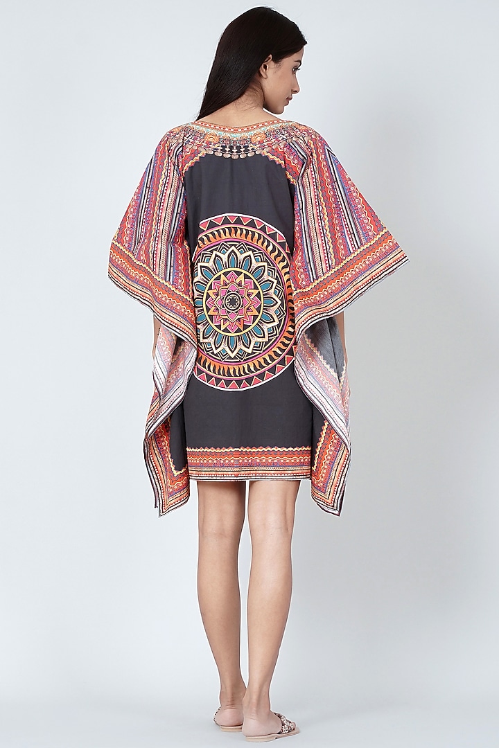 Black & Red Tribal Printed Kaftan Top by First Resort by Ramola Bachchan at Pernia's Pop Up Shop