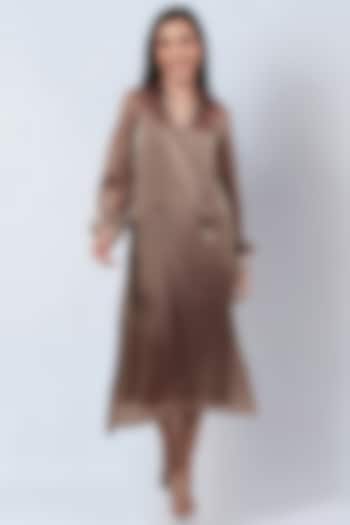 Brown Organza A-Line Dress by First Resort by Ramola Bachchan