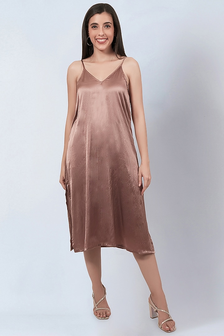 Brown Organza A-Line Summer Dress by First Resort by Ramola Bachchan at Pernia's Pop Up Shop