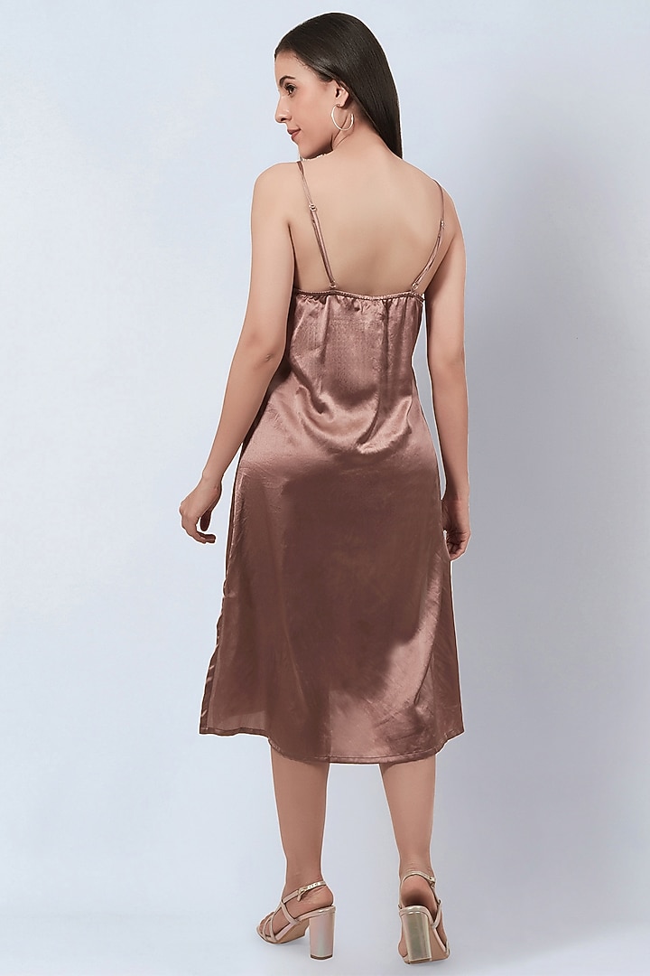 Brown Organza A-Line Summer Dress by First Resort by Ramola Bachchan at Pernia's Pop Up Shop