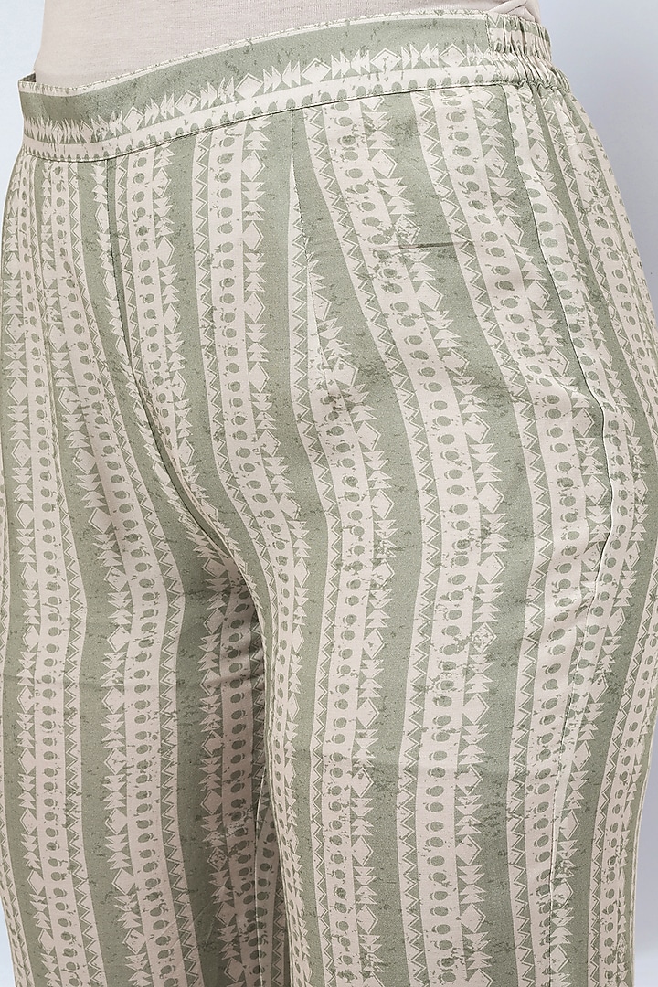 Sage Green Soft Mulmul Printed Co-Ord Set by First Resort by Ramola Bachchan at Pernia's Pop Up Shop